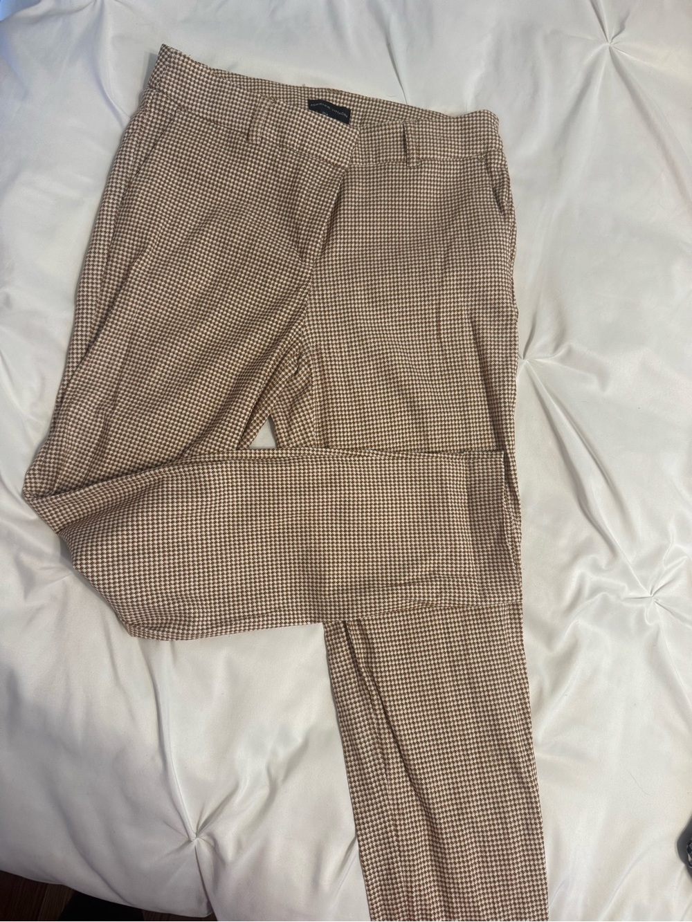 Adrienne Vittadini Brown/Tan Houndstooth Dress Pants